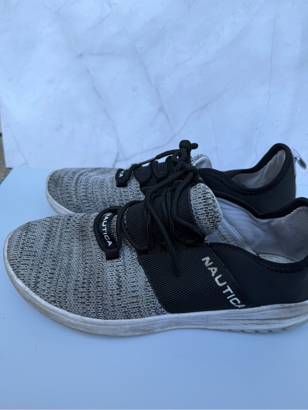 Nautica Men's Gray and Black Knit Slip-On Sneakers